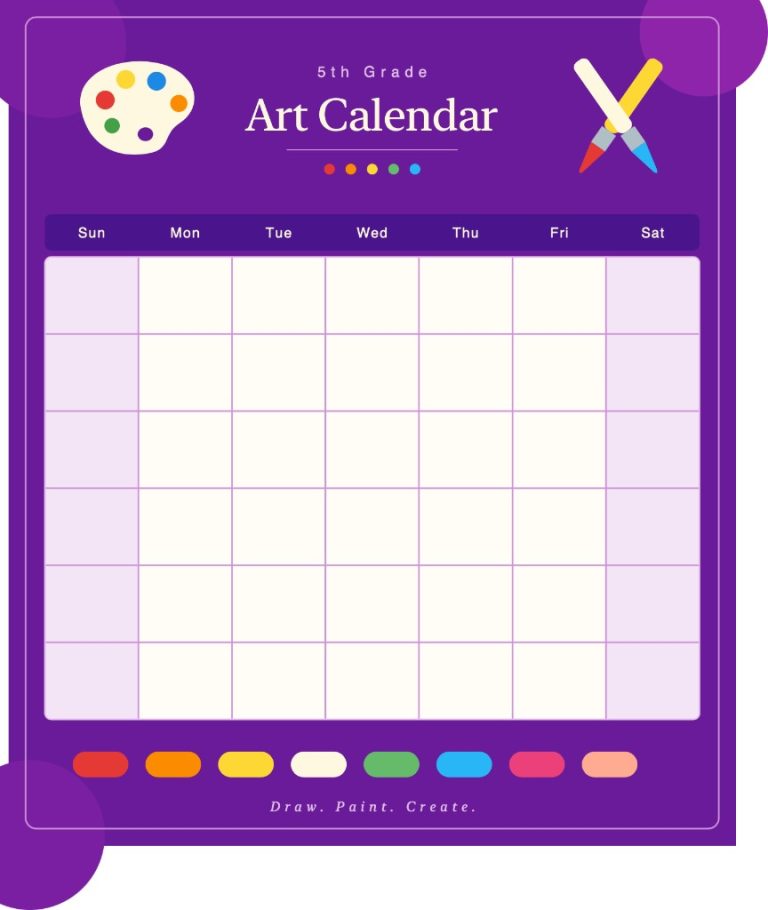 5th Grade Art Calendar